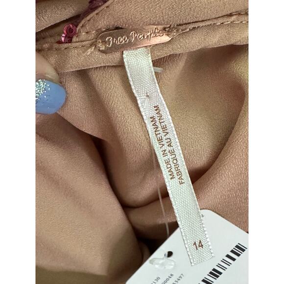 Free People Pink Sequin Dress Party Mini Spaghetti Strap Shift Size 14 - Picture 3 of 15